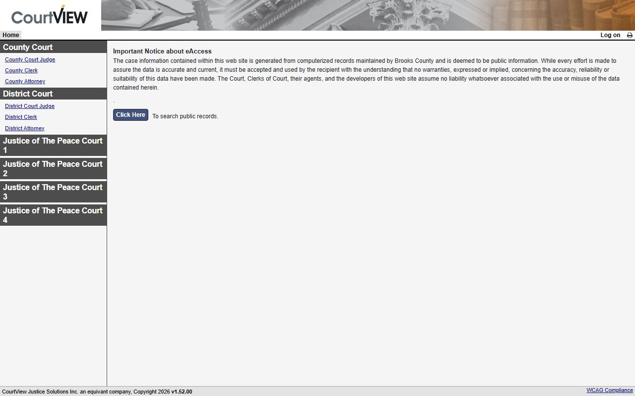 Brooks County inmate records e-services court search portal