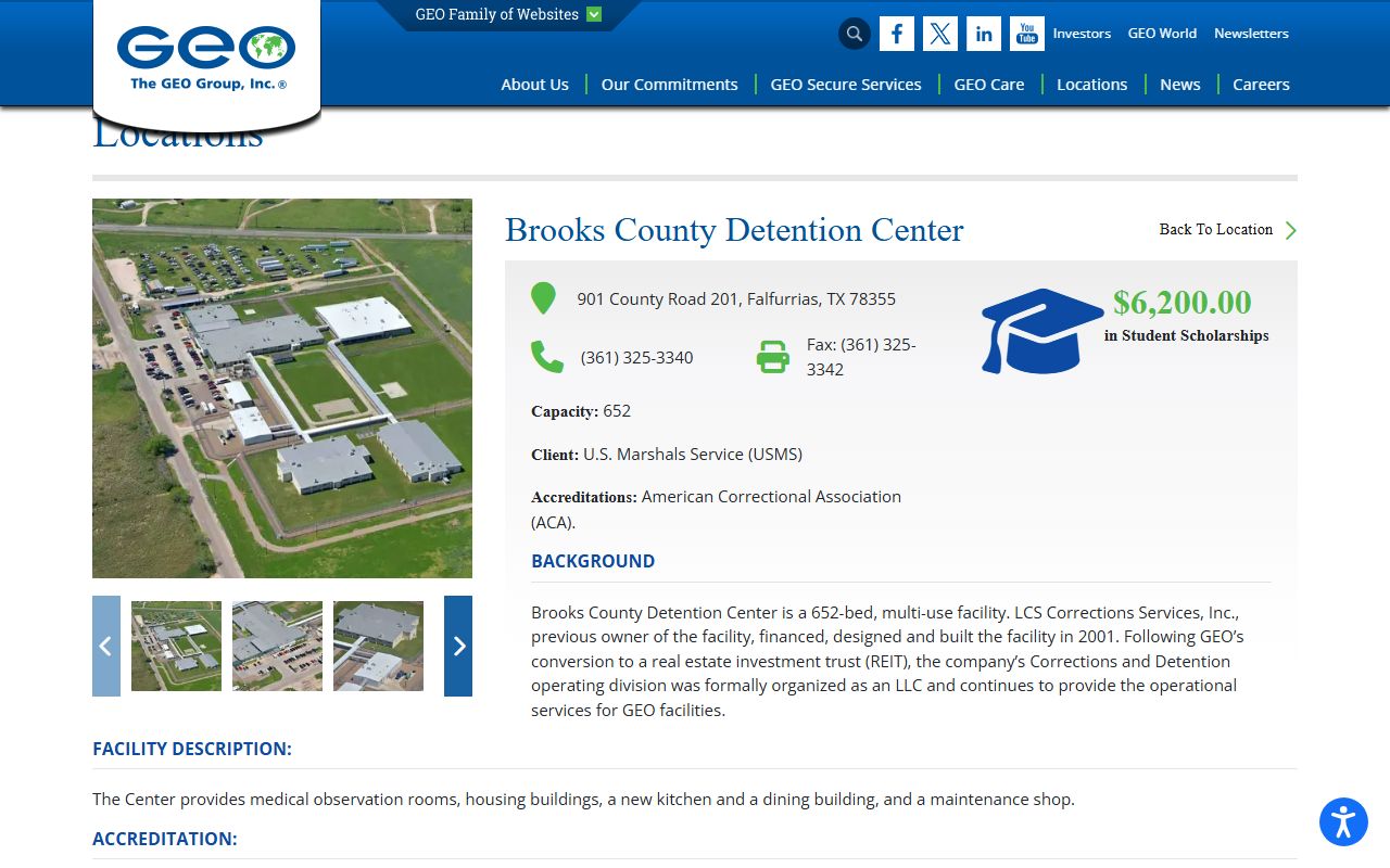 Brooks County Detention Center custody search GEO facility source